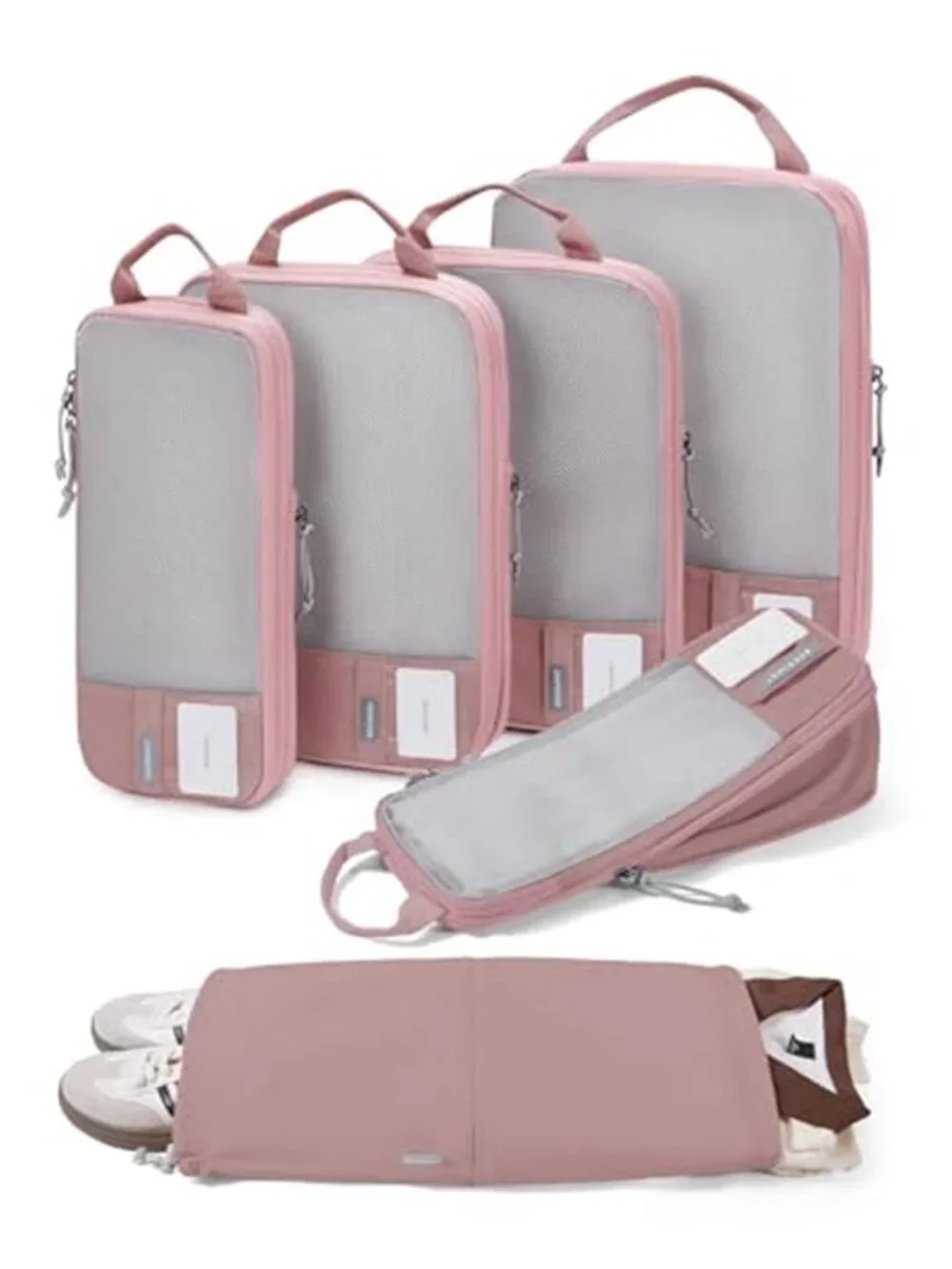 6 Piece Compression Packing Cubes Travel Luggage Organizer Space Saving Set
